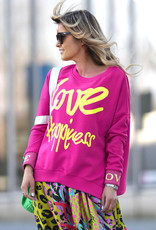 MISS GOODLIFE LOVE HAPPINESS SWEATER MAGENTA NEON YELLOW