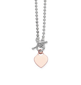VON TRESKOW THICK BALL CHAIN NECKLACE WITH FLAT HEART