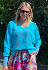 MISS GOODLIFE DREAM V NECK SWEATER TURQUOISE