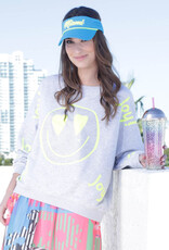 MISS GOODLIFE JOY HEARTFACE ROUNDNECK SWEATER GREY NEON YELLOW