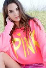 MISS GOODLIFE PINK NEON YELLOW ROUNDNECK SWEATER