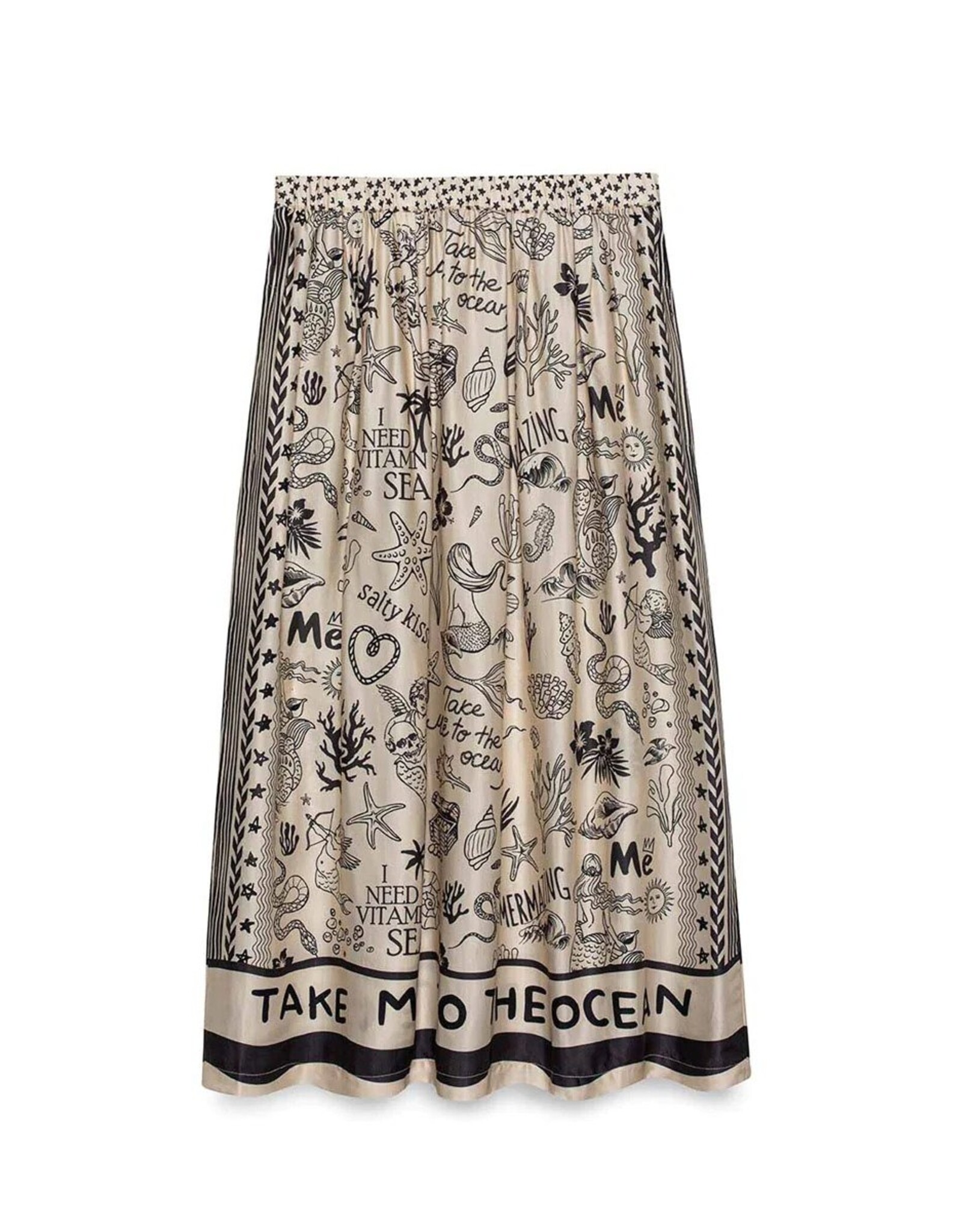 ME369 ELIZABETH MERMAID PRINTED MIDI SKIRT