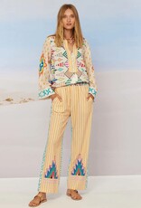 ME369 AVERY STRAIGHT LEG LINEN PRINTED PANTS POW WOW