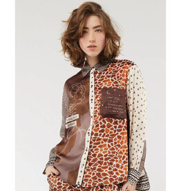 ME369 ISABEL MIXED PRINT CHOCOLATE SHIRT