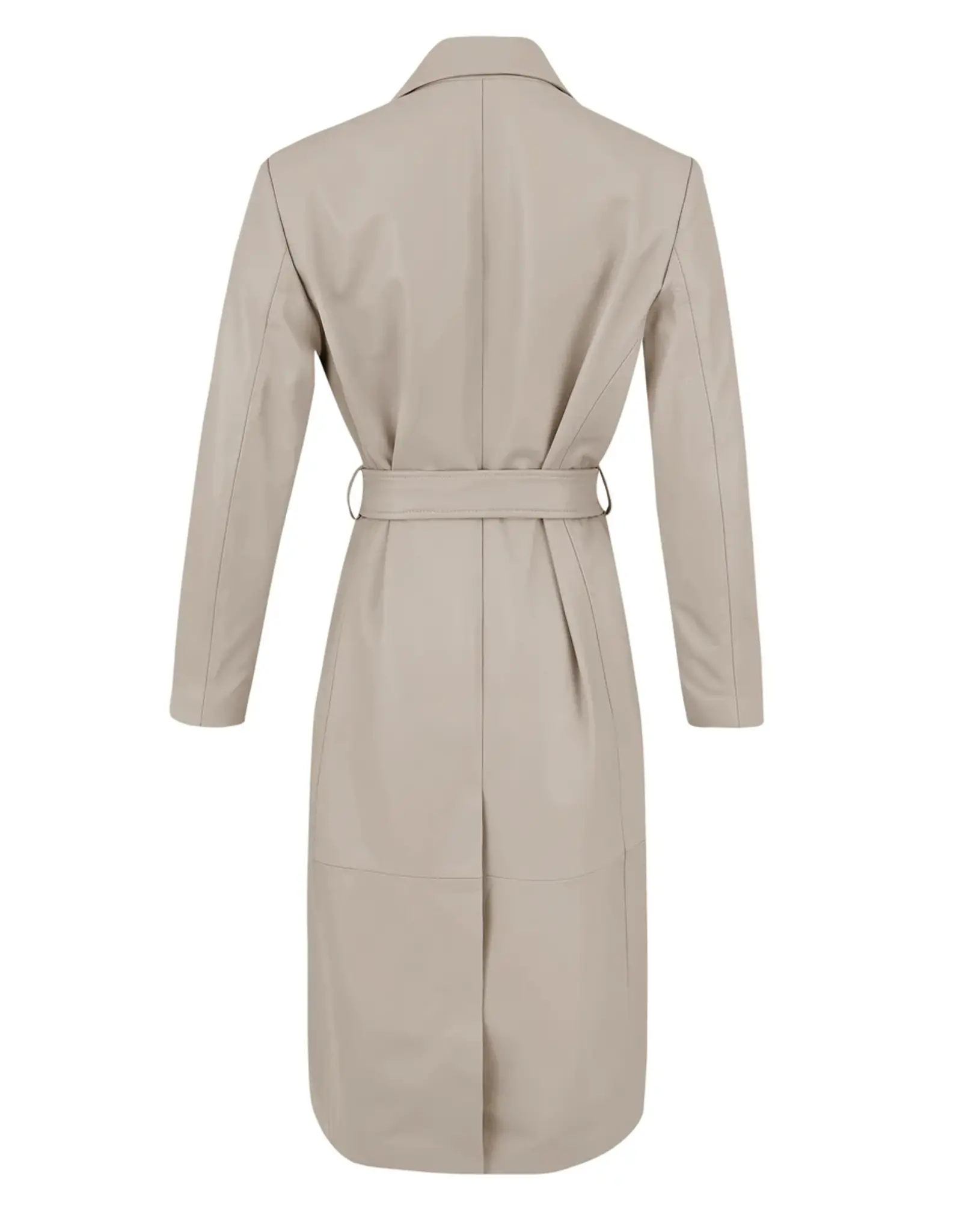 RAW BY RAW AMELIA LEATHER TRENCH COAT CREME BRULEE