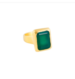 FAIRLEY GREEN AGATE DECO COCKTAIL RING SIZE 8