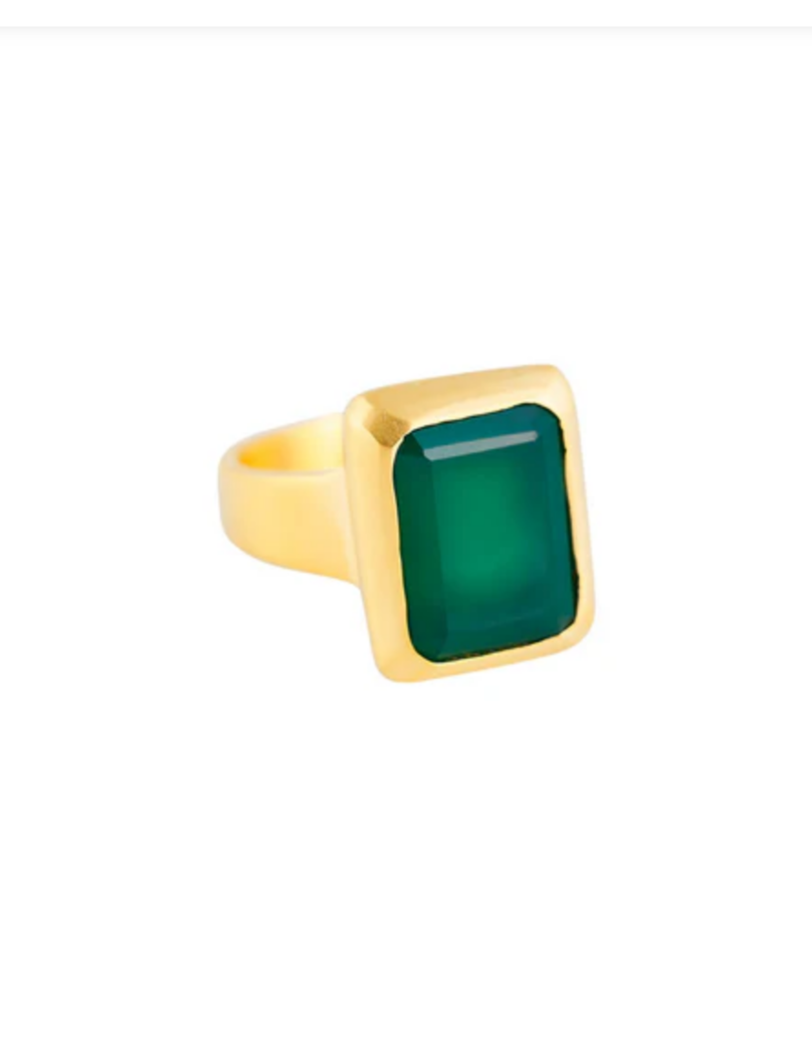 FAIRLEY GREEN AGATE DECO COCKTAIL RING SIZE 9