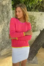 SOPHIE MORAN COTTON CASHMERE STRIPE KNIT ORANGE PINK