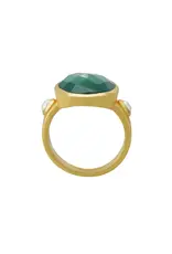 MURKANI GREEN ONYX AND PEARL RING SIZE 7