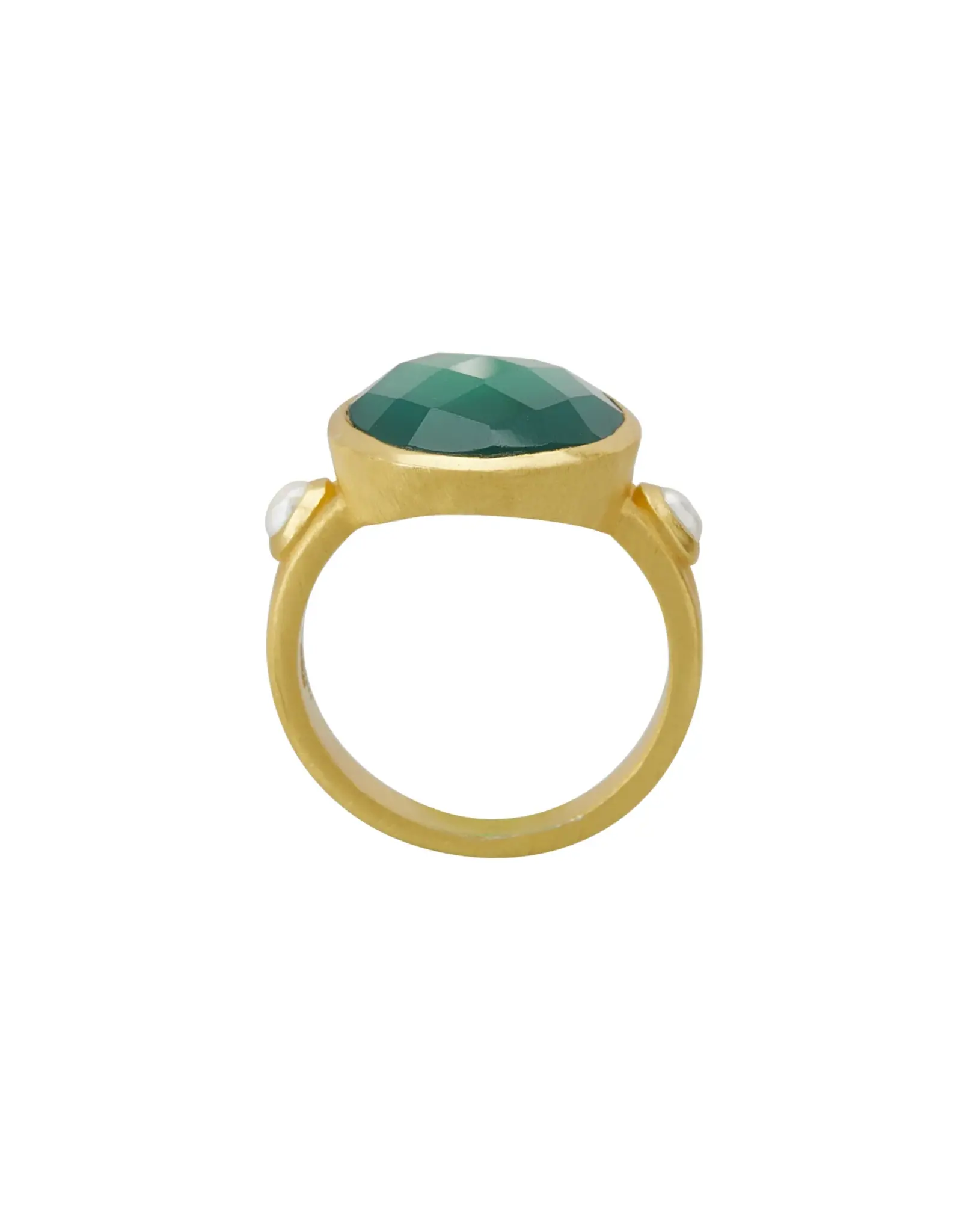 MURKANI GREEN ONYX AND PEARL RING SIZE 8