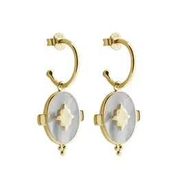 MURKANI OVAL EARRINGS WITH MOTHER OF PEARL YELLOW GOLD