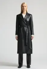 RAW BY RAW AMELIA LEATHER TRENCH COAT BLACK