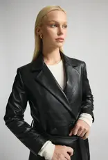 RAW BY RAW AMELIA LEATHER TRENCH COAT BLACK