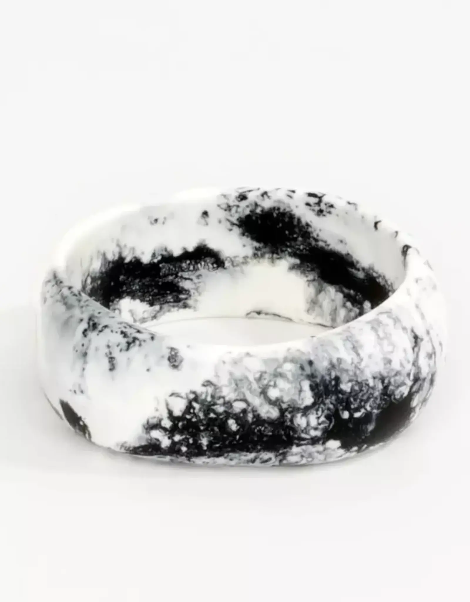 DINOSAUR DESIGNS LARGE ORGANIC BANGLE WIDE WHITE MARBLE