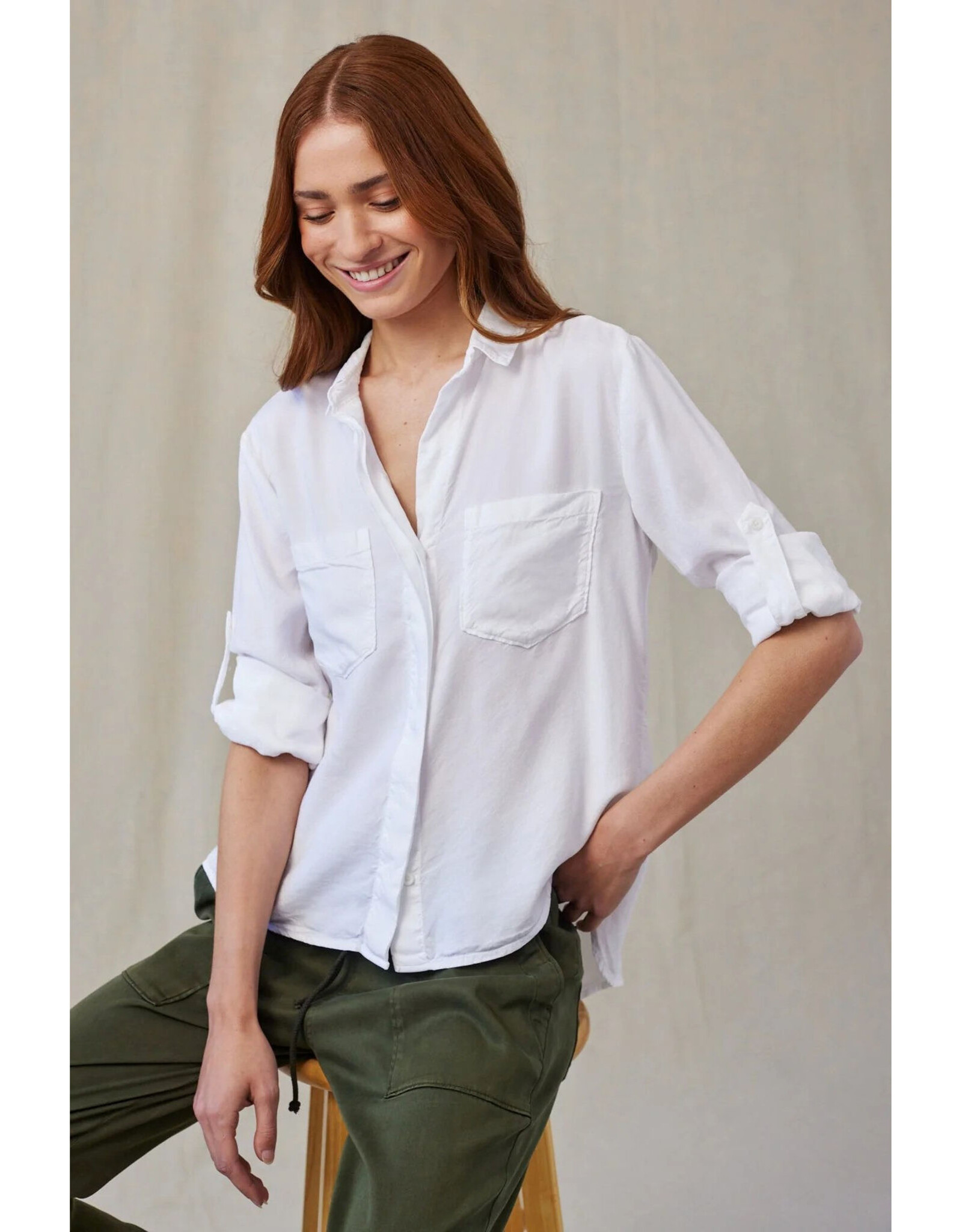 BELLA DAHL SPLIT BACK SHIRT WHITE