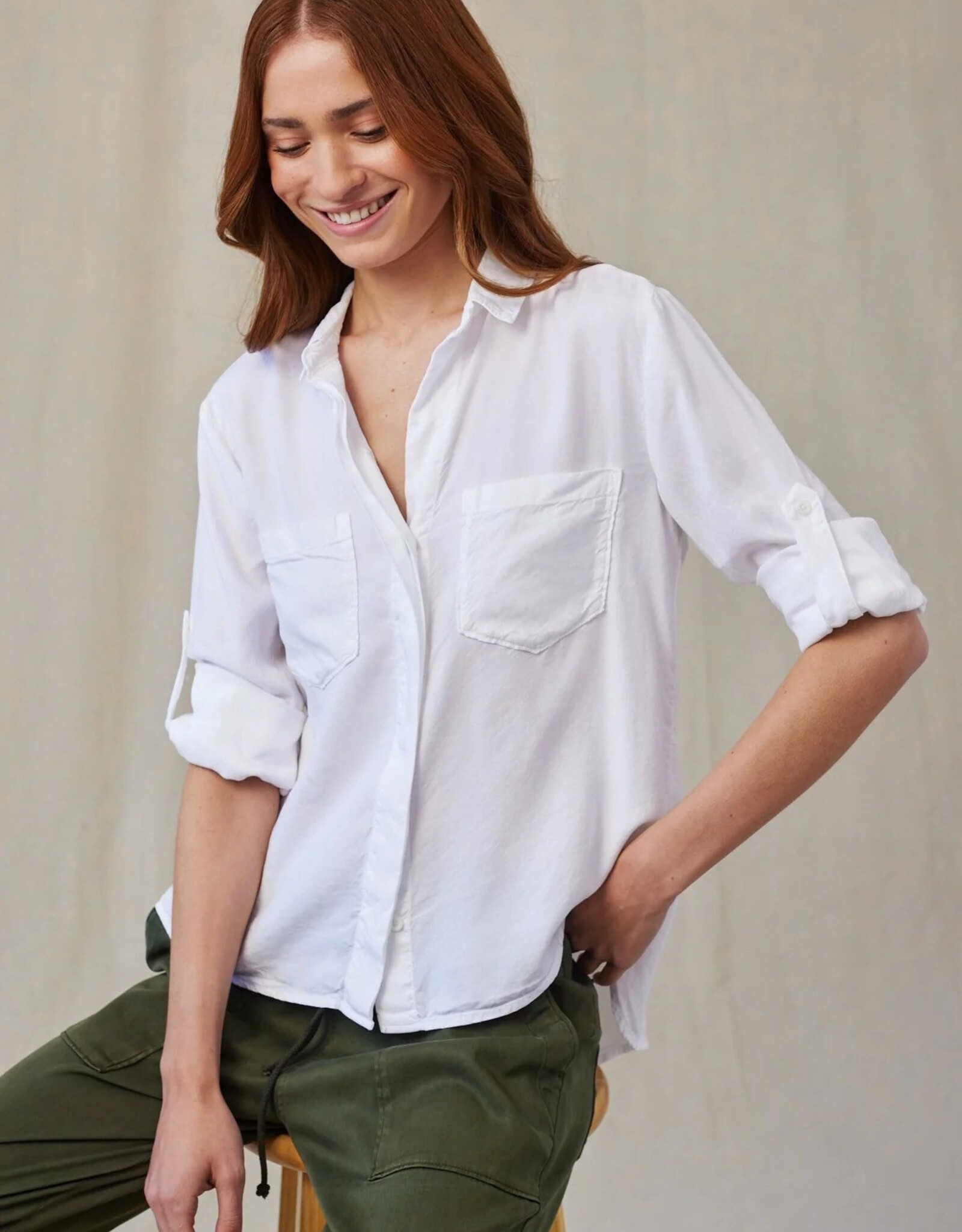 BELLA DAHL SPLIT BACK SHIRT WHITE