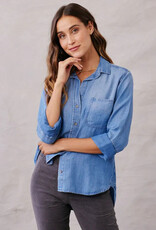 BELLA DAHL SHIRT TAIL BUTTON DOWN DENIM