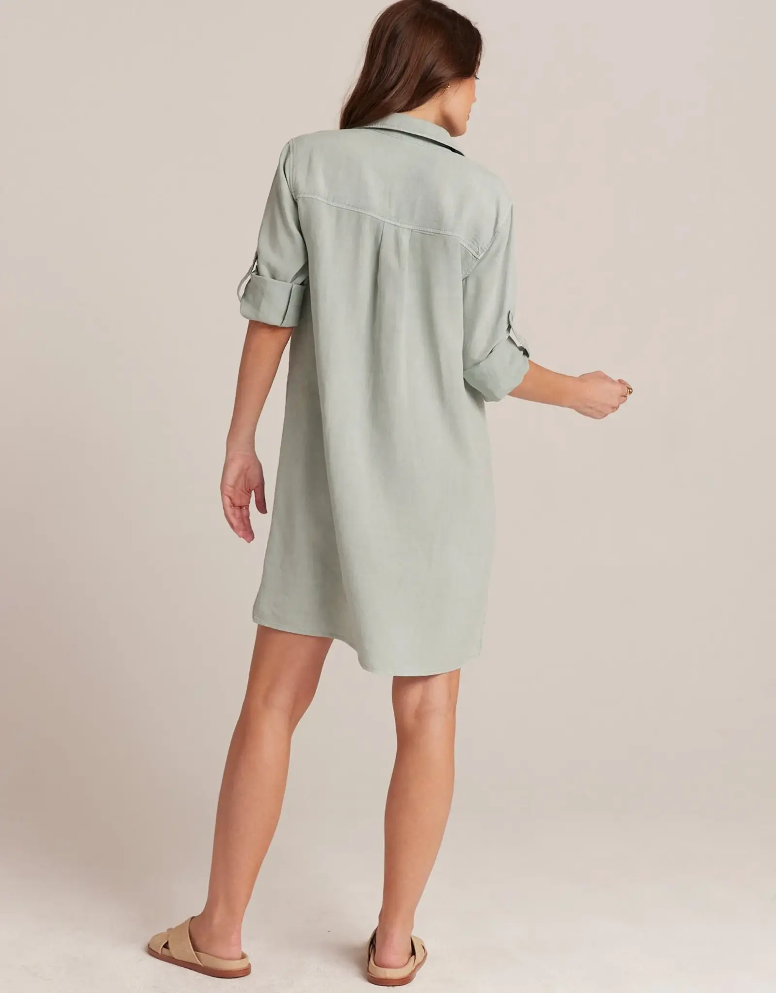 BELLA DAHL LONG SLEEVE A LINE SHIRT DRESS GREEN OASIS