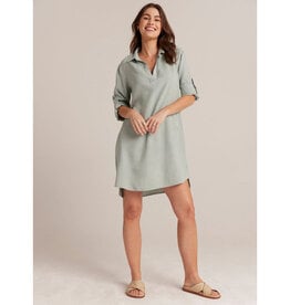 BELLA DAHL LONG SLEEVE A LINE SHIRT DRESS GREEN OASIS