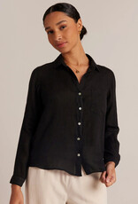 BELLA DAHL POCKET BUTTON DOWN SHIRT VINTAGE BLACK