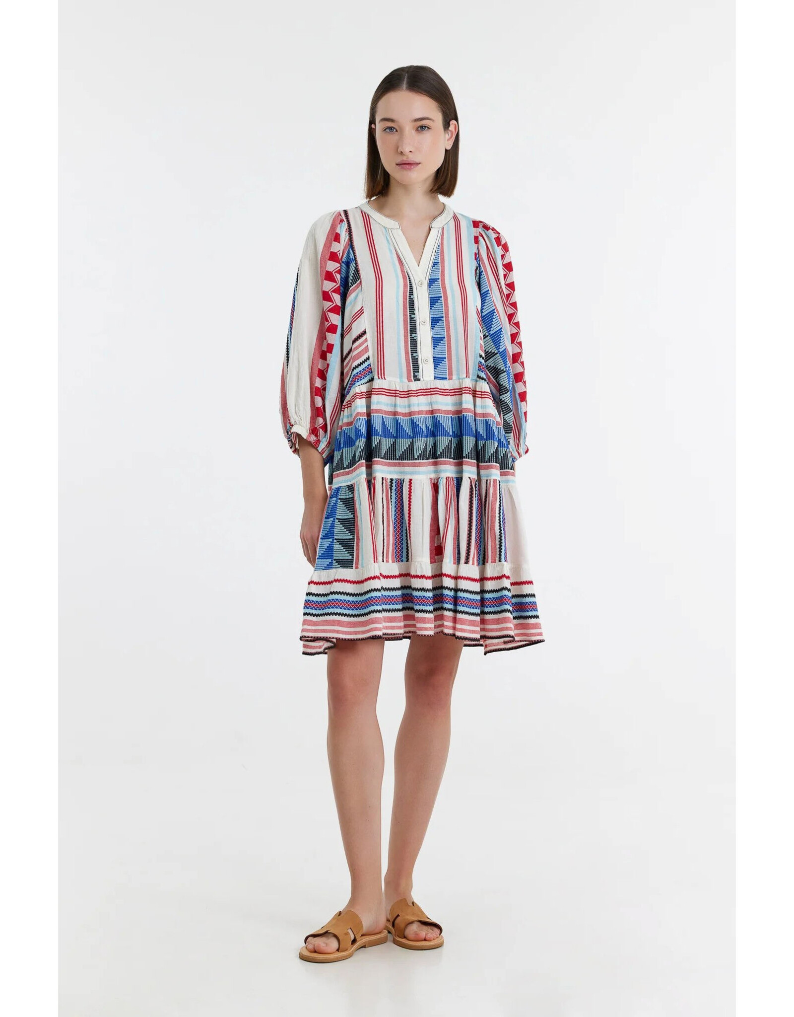 DEVOTION TWINS SILVANA DRESS BLUE RED