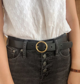 Leather Belt with Circle Buckle