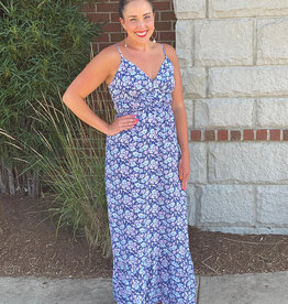 Navy Floral Twisted Back Maxi