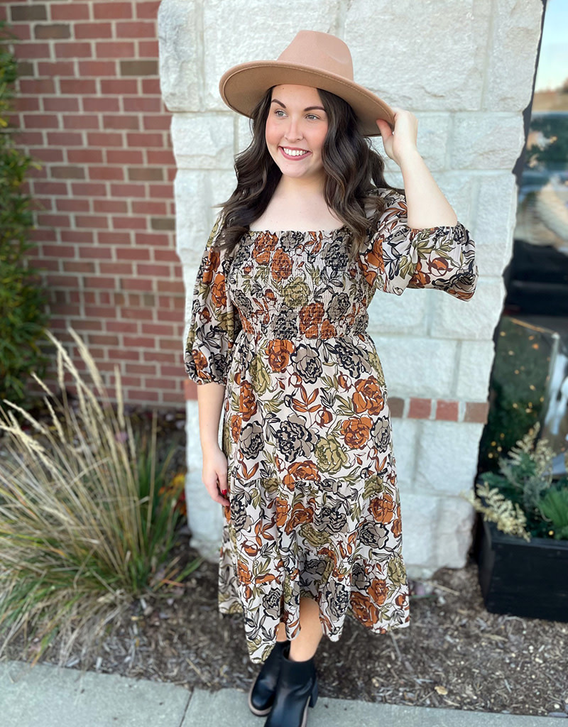 Floral smocked hotsell maxi dress