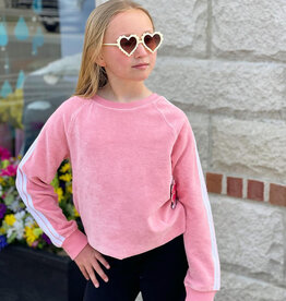 Pink Loop Terry Athletic Stripe Sweatshirt