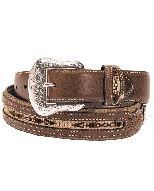 Nocona Medium Brown Leather Mens Western Embossed Belt