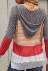 Lily Clothing Lightweight drawstring sweater jacket stripe