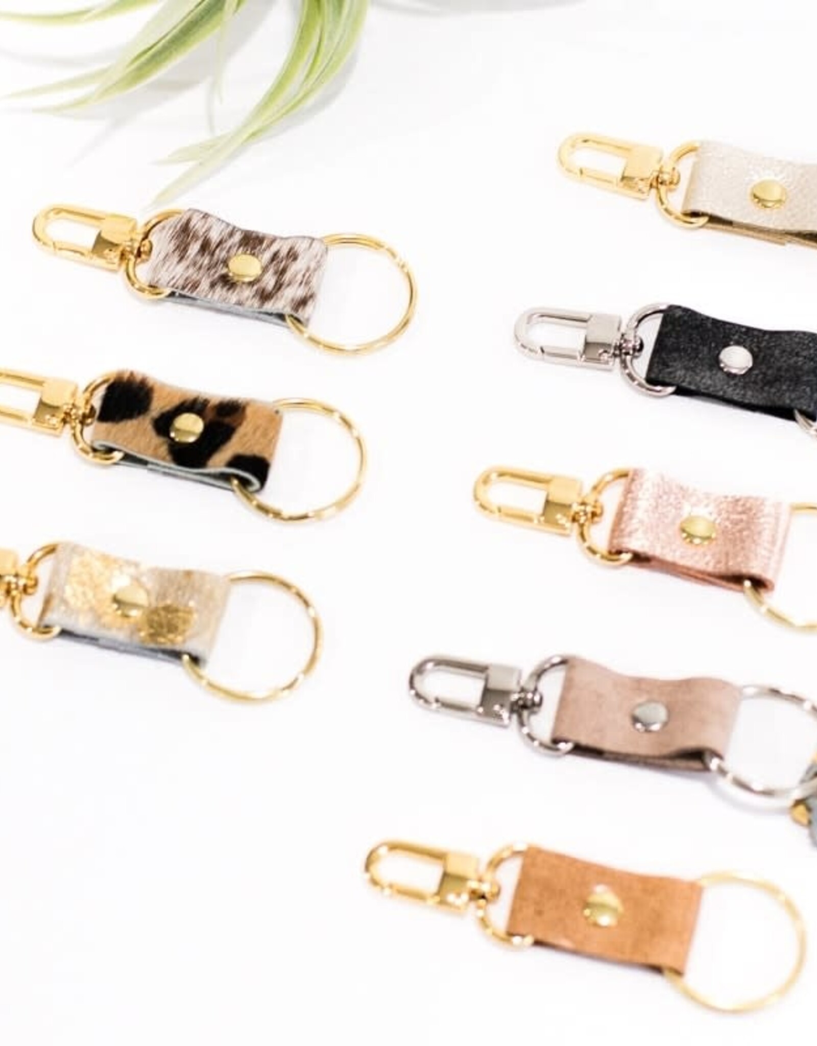 Beaudin Designs Cowhide & Leather Keychain - Platinum Blonde