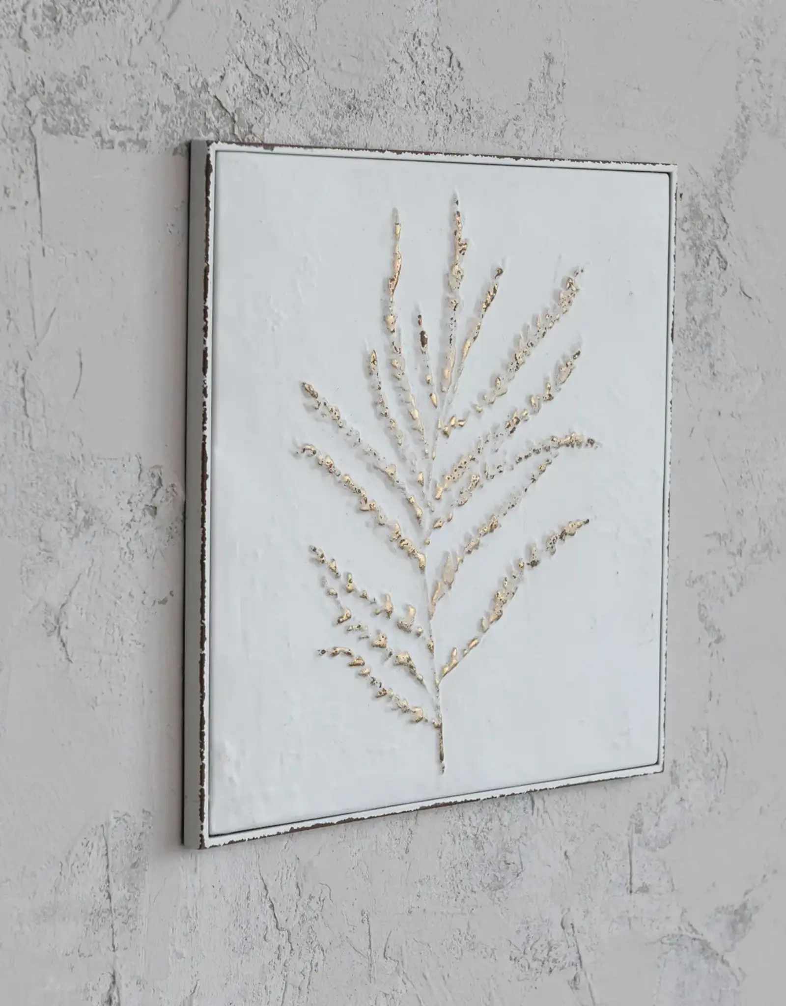 CC 15" Square distressed Embossed Metal Wall Decor - Botanical