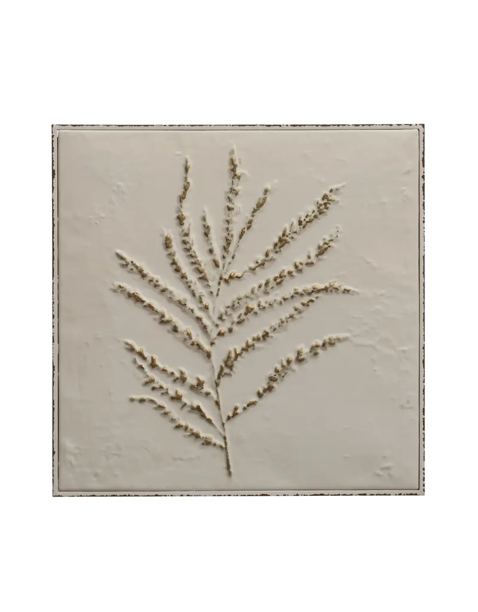 CC 15" Square distressed Embossed Metal Wall Decor - Botanical