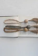 CC Wood & Jute Rope Tassel Decorative Beads - White