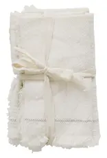 CC Off White Cotton Napkins w/ Fringe - Set of 4