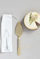 CC Cake Server in printed drawstring bag - Brass