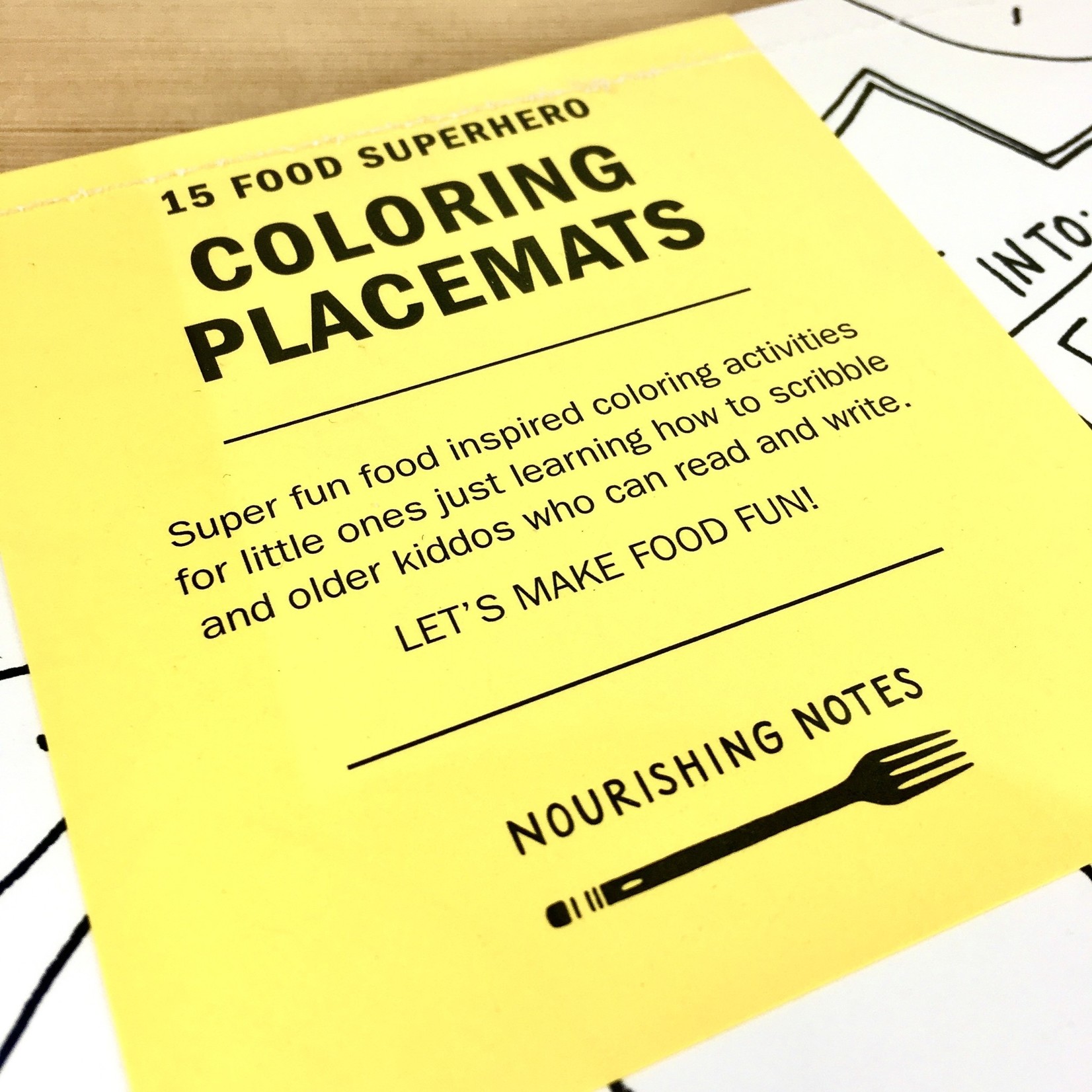 Nourishing Notes 15 Food Superhero Coloring Placemats