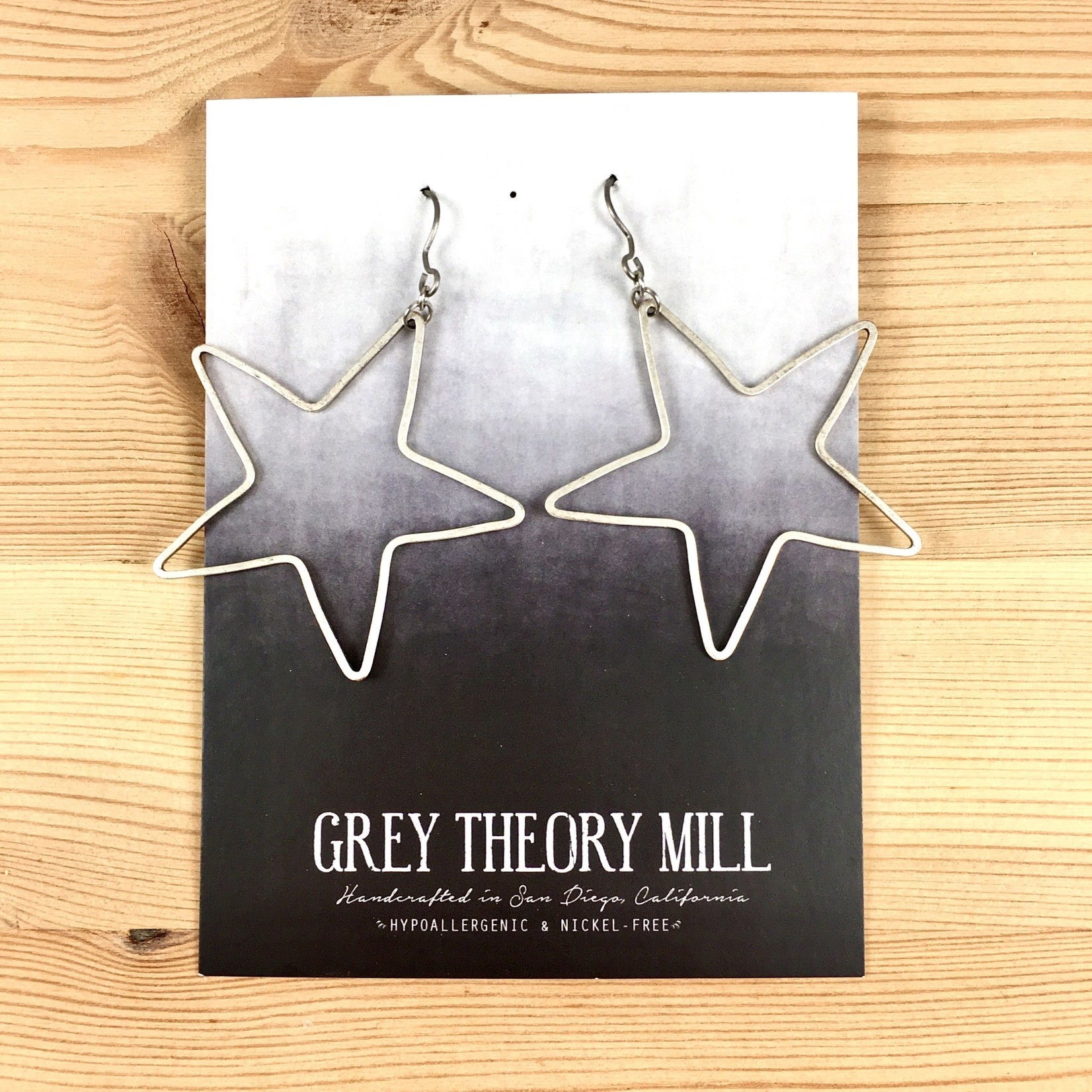 Grey Theory Mill Silver Star Dangle Earrings