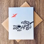 Little Lark Mama Bird Twig Greeting Card