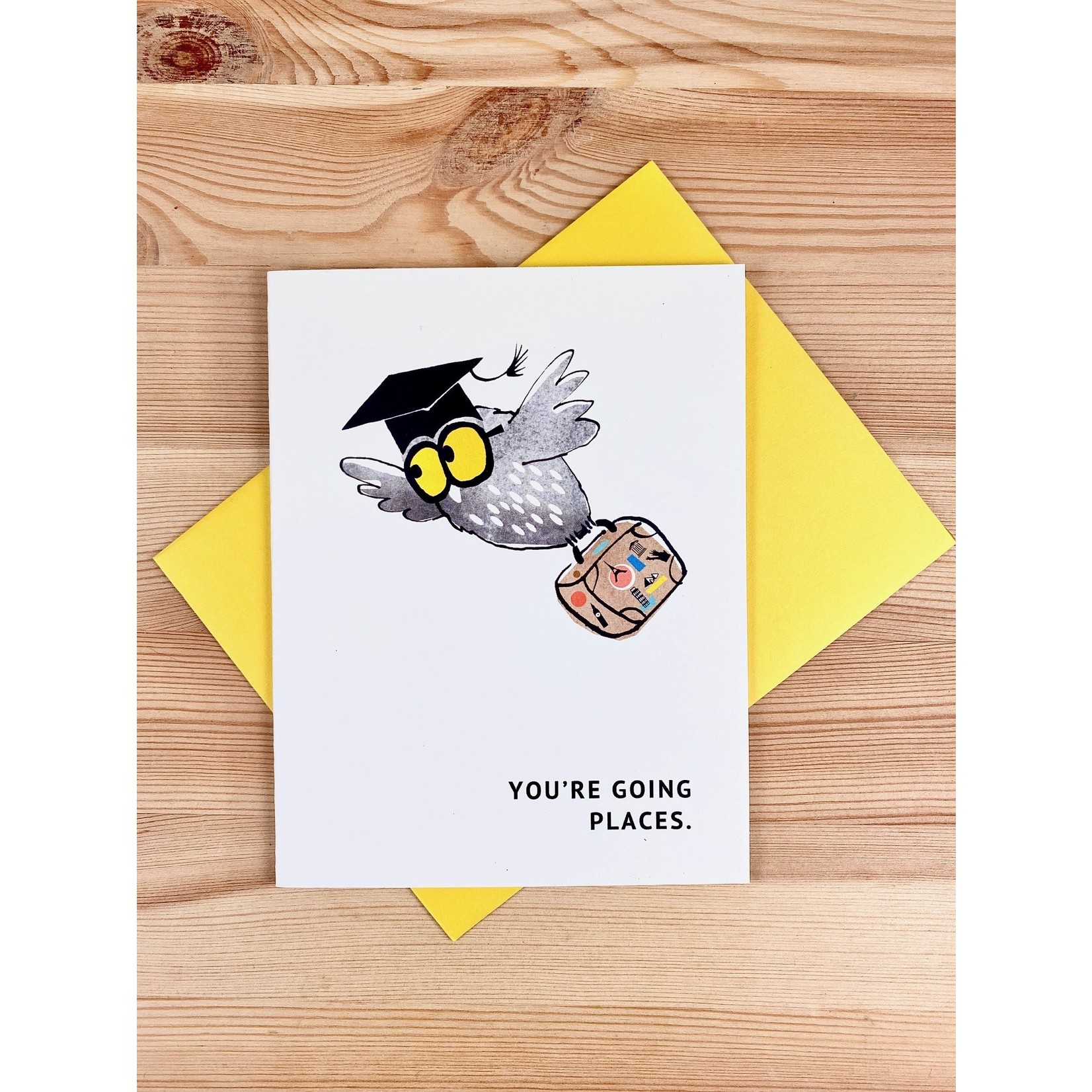 An Open Sketchbook Graduation Owl Greeting Card