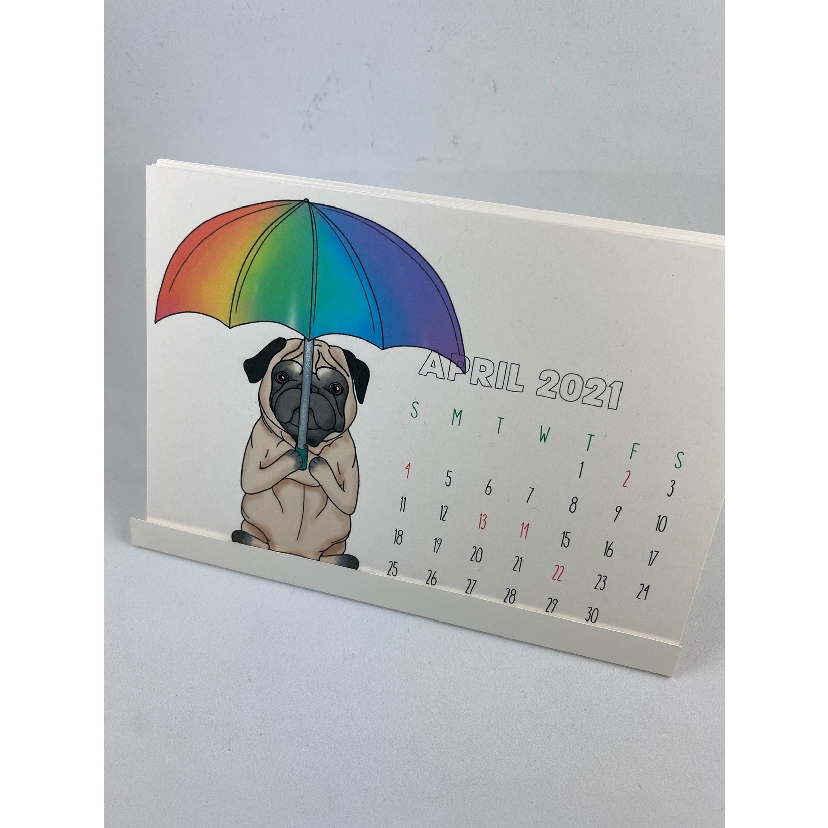 Greetings From Bergen Place Antisocial Pug 2021 Pop-Up Desk Calendar