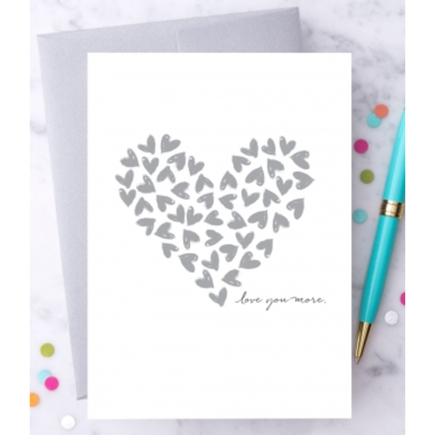 Design With Heart Love You More Silver Hearts Greeting Card