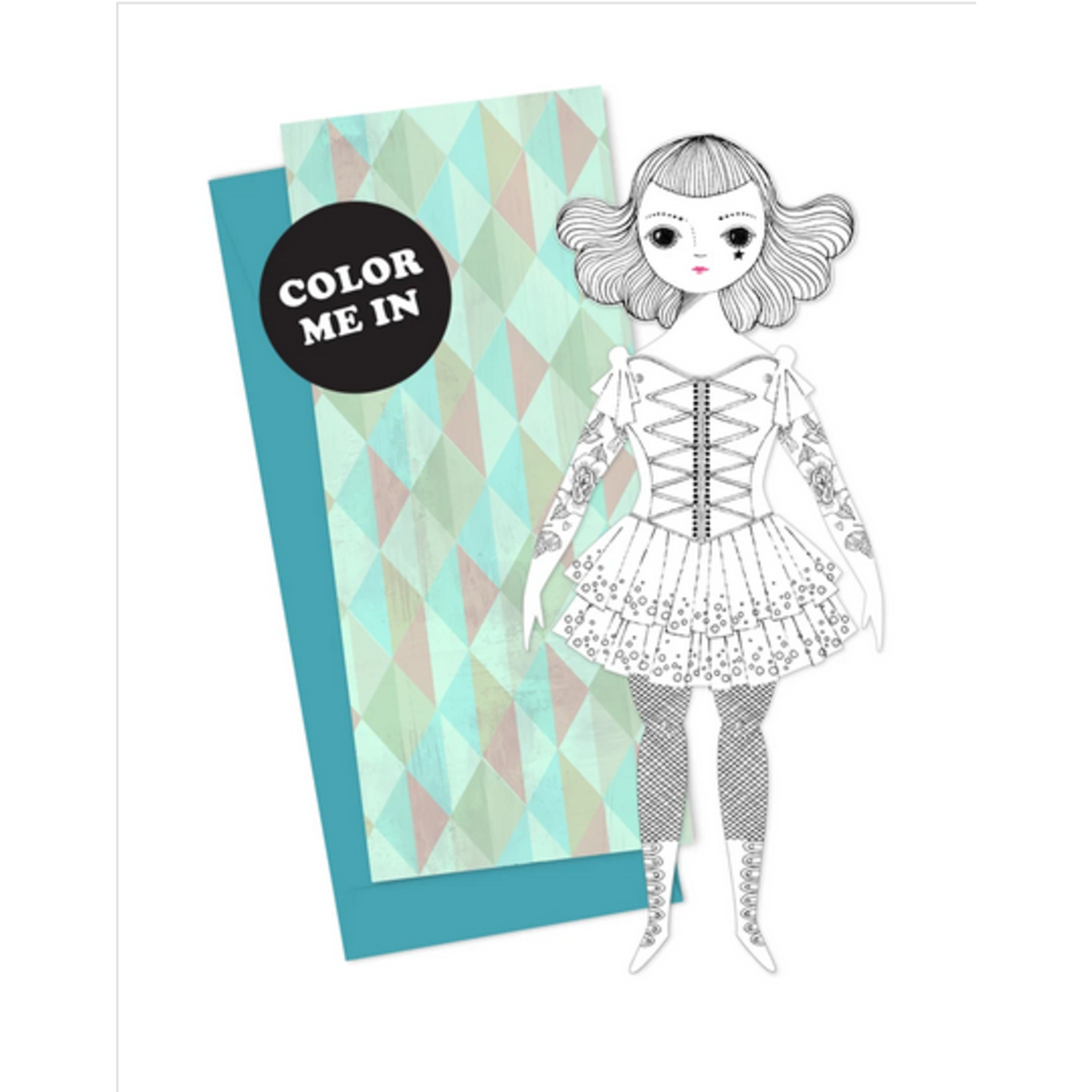 Of Unusual Kind Color Me: Amelia Paper Doll Card + Envelope