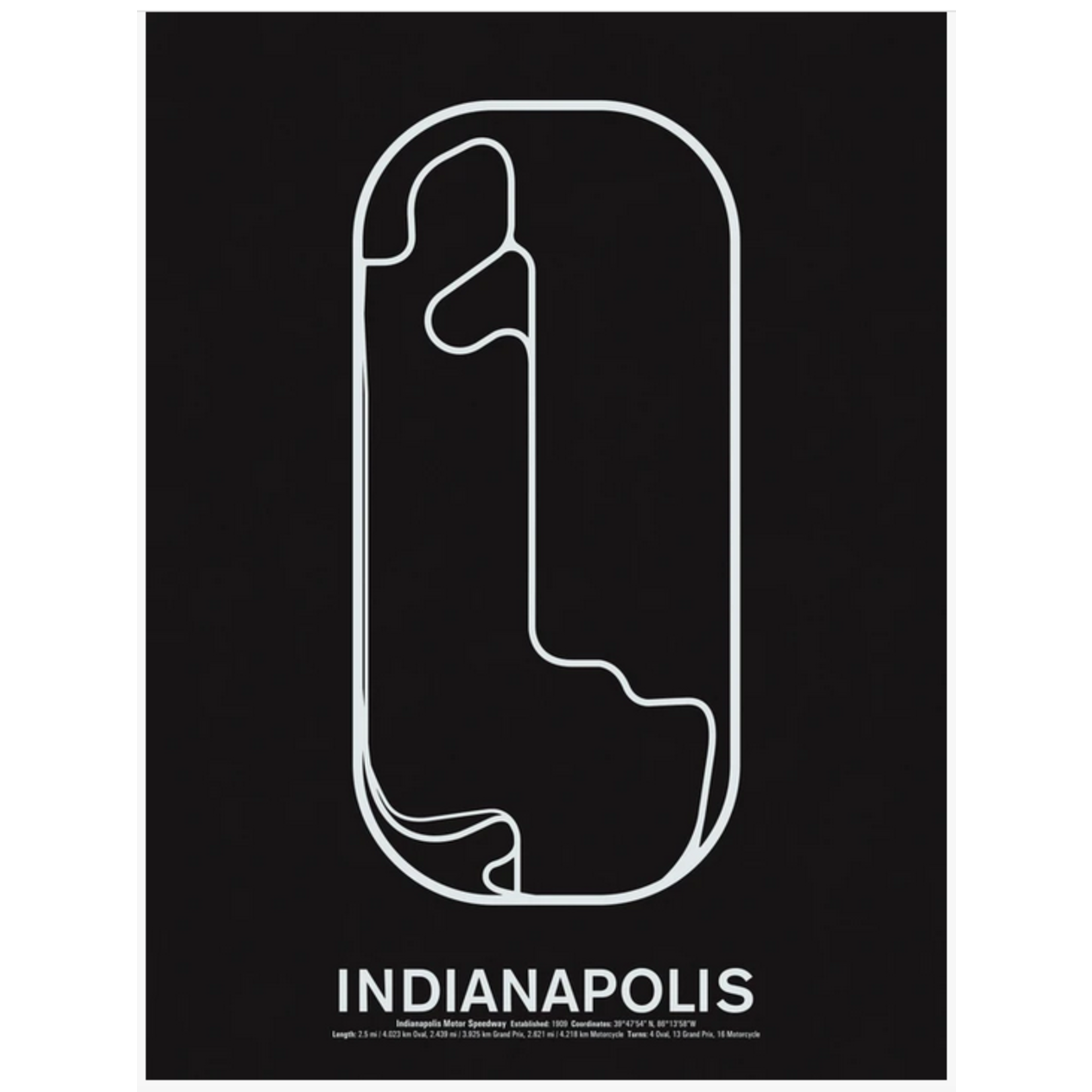 NOMO Design Racetrack Series: Indianapolis Motor Speedway 18x24 Screenprint