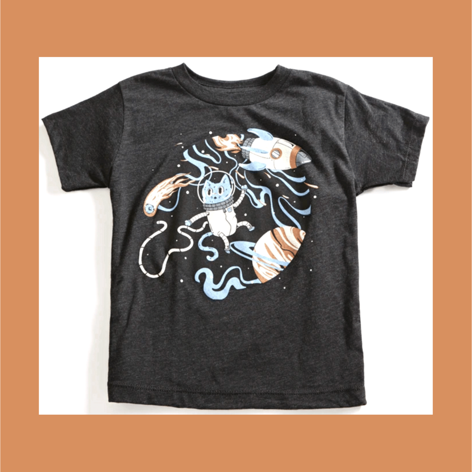 Orchard Street Apparel / Orchard Street Press Space Cat Heather Black Toddler + Youth Tee