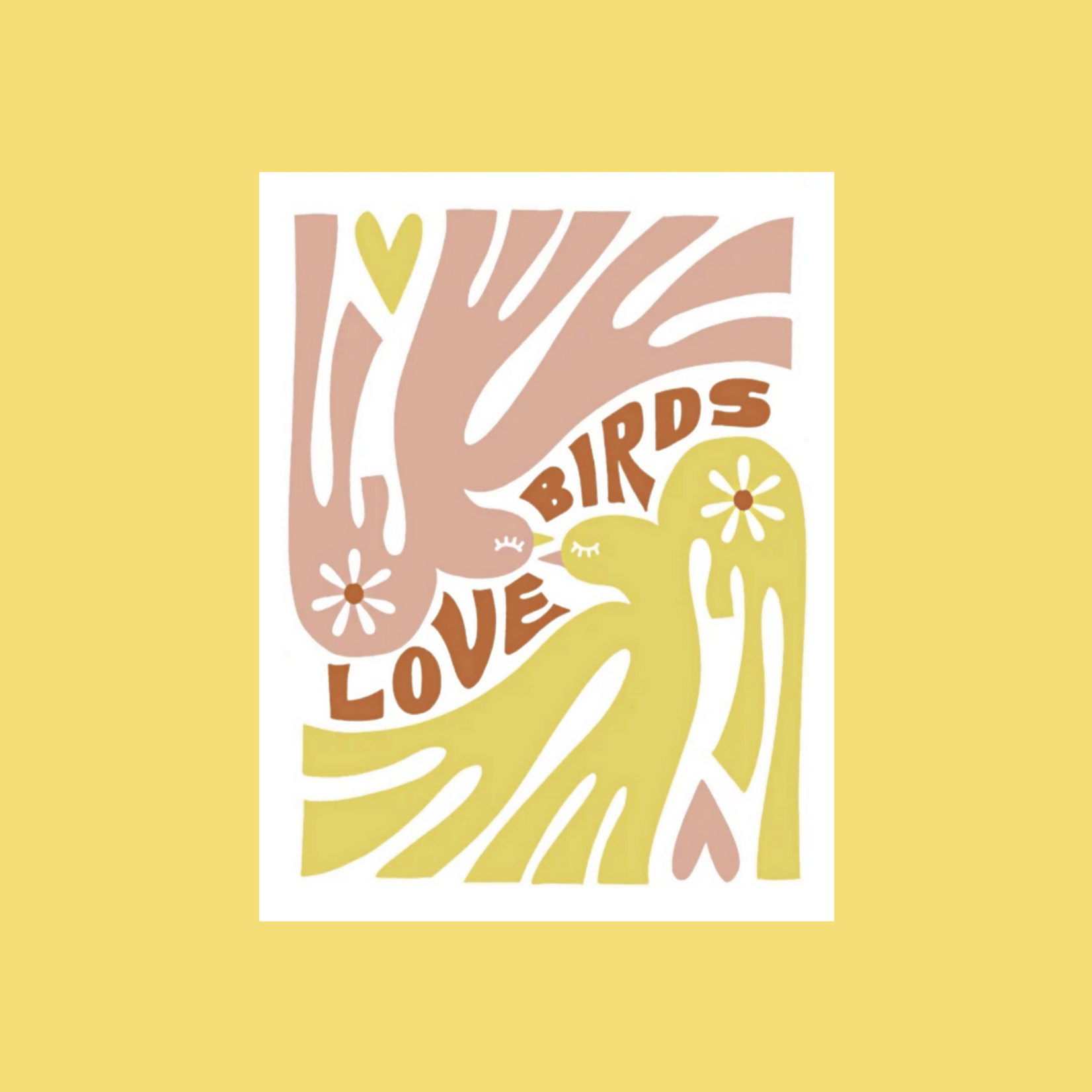 Worthwhile Paper Love Birds (Pink + Yellow) Greeting Card