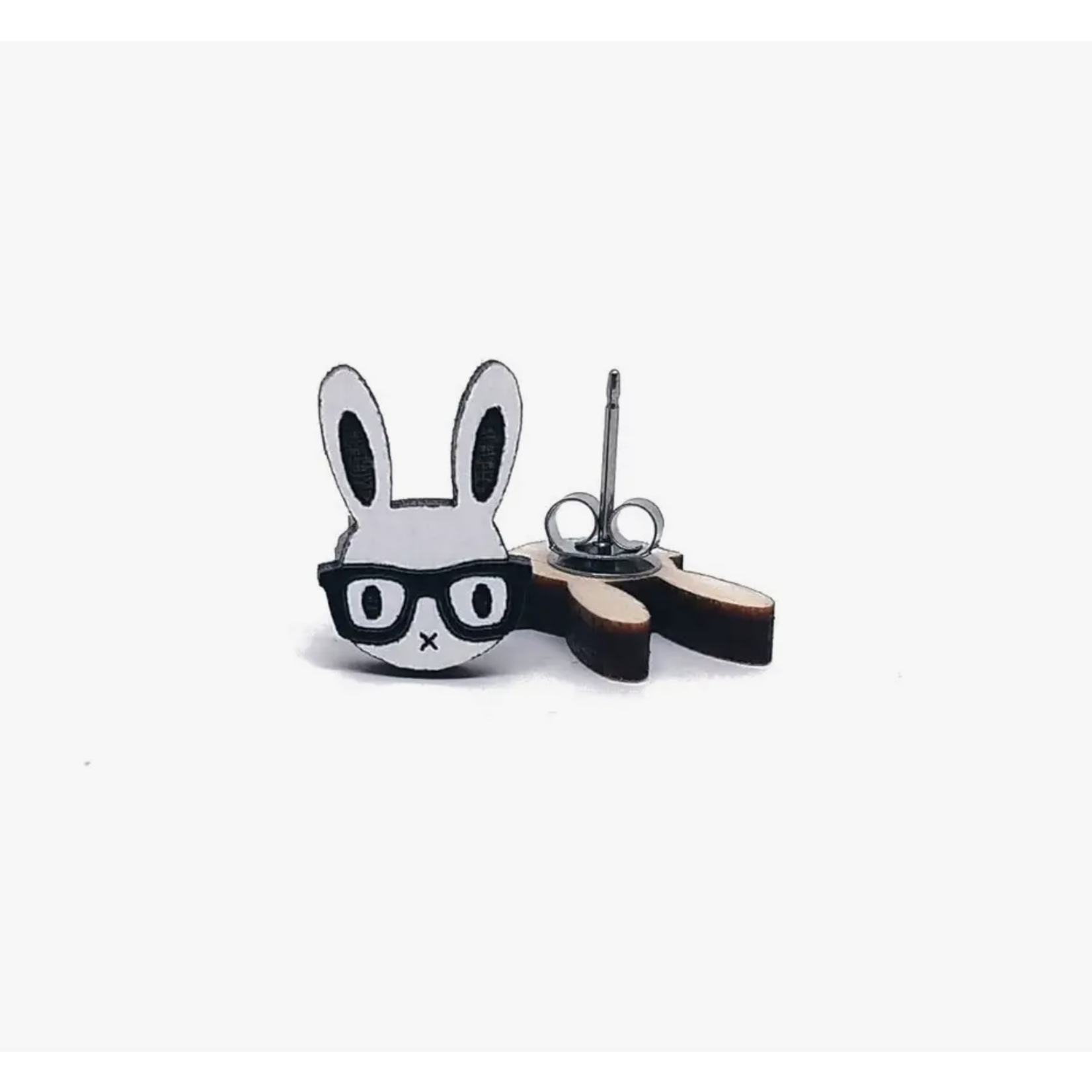 Bunny With Glasses Stud Earrings