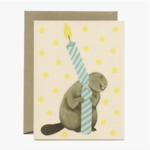 Yeppie Paper Beaver & Birthday Candle Greeting Card