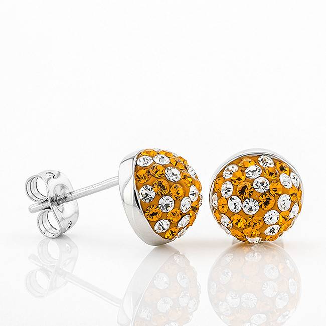 Chelsea Taylor DOME BUTTON STUD EARRINGS ORANGE  & WHITE